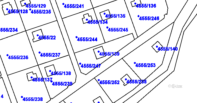 Parcela st. 4555/139 v KÚ Modřany, Katastrální mapa