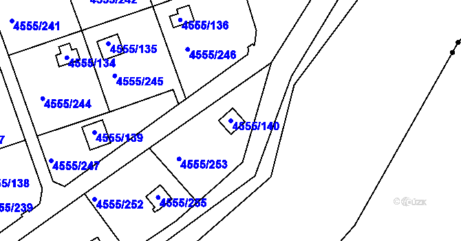 Parcela st. 4555/140 v KÚ Modřany, Katastrální mapa