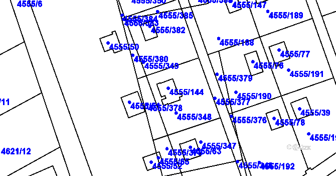 Parcela st. 4555/144 v KÚ Modřany, Katastrální mapa