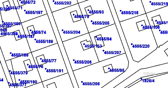 Parcela st. 4555/153 v KÚ Modřany, Katastrální mapa