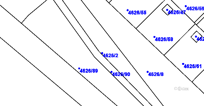 Parcela st. 4626/2 v KÚ Modřany, Katastrální mapa