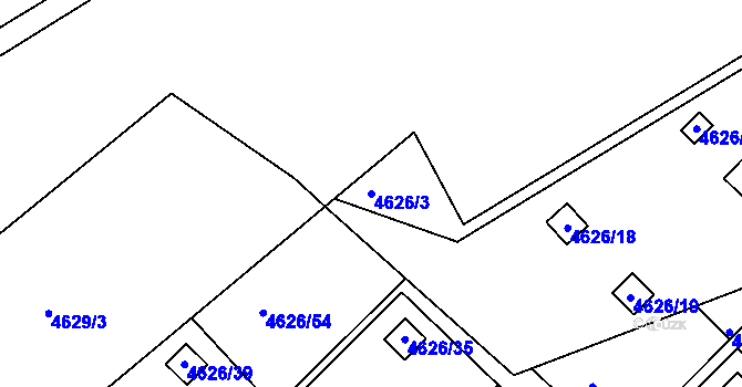 Parcela st. 4626/3 v KÚ Modřany, Katastrální mapa