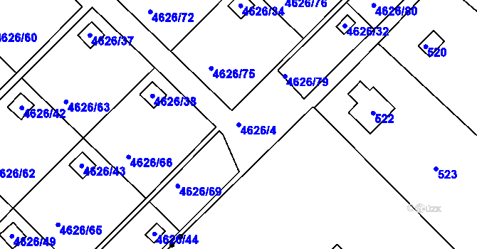 Parcela st. 4626/4 v KÚ Modřany, Katastrální mapa