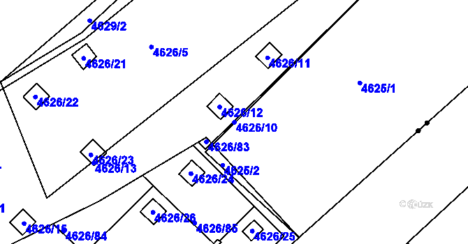 Parcela st. 4626/10 v KÚ Modřany, Katastrální mapa