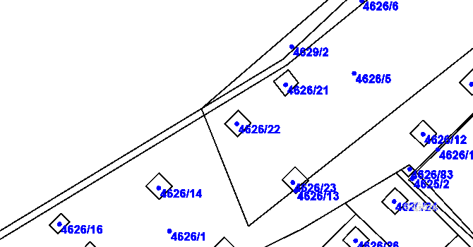 Parcela st. 4626/22 v KÚ Modřany, Katastrální mapa
