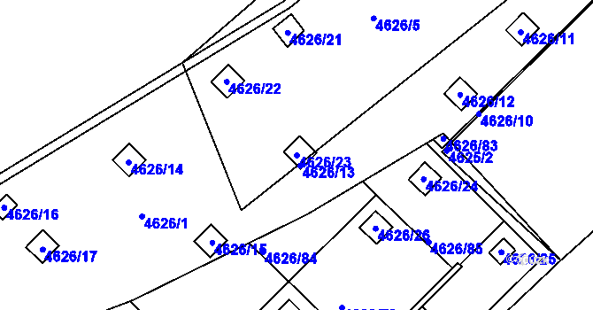 Parcela st. 4626/23 v KÚ Modřany, Katastrální mapa
