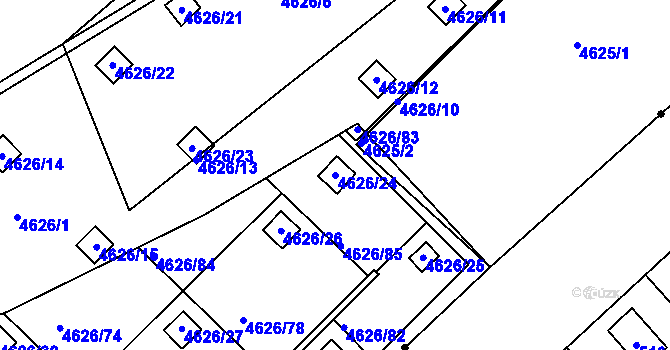 Parcela st. 4626/24 v KÚ Modřany, Katastrální mapa