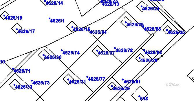 Parcela st. 4626/27 v KÚ Modřany, Katastrální mapa