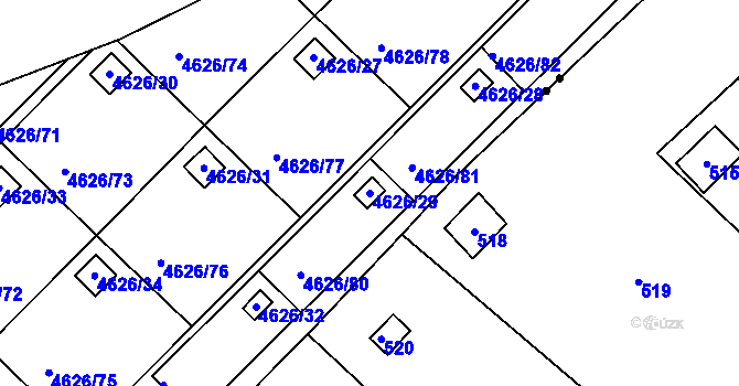 Parcela st. 4626/29 v KÚ Modřany, Katastrální mapa