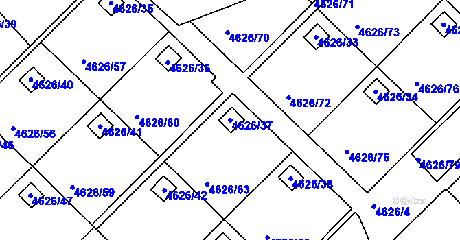 Parcela st. 4626/37 v KÚ Modřany, Katastrální mapa