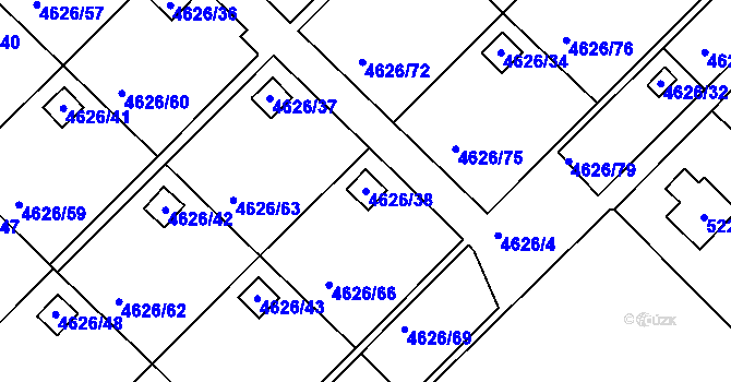Parcela st. 4626/38 v KÚ Modřany, Katastrální mapa