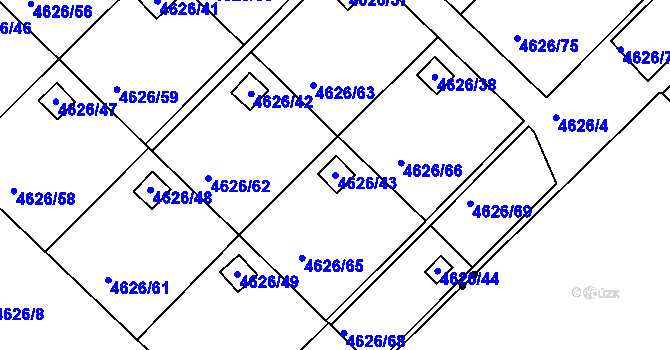 Parcela st. 4626/43 v KÚ Modřany, Katastrální mapa