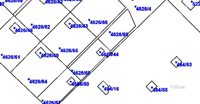 Parcela st. 4626/44 v KÚ Modřany, Katastrální mapa