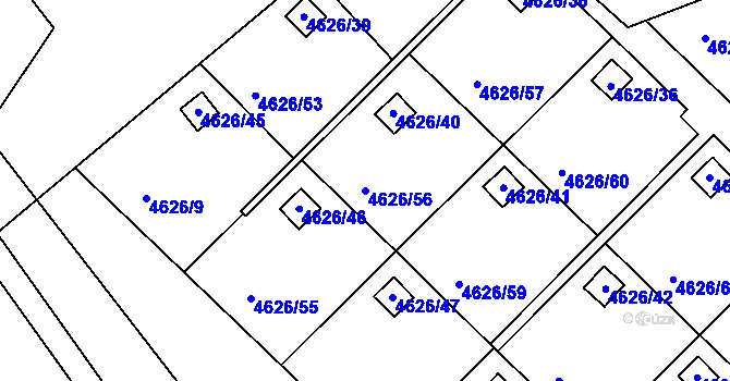 Parcela st. 4626/56 v KÚ Modřany, Katastrální mapa