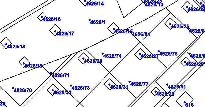 Parcela st. 4626/74 v KÚ Modřany, Katastrální mapa