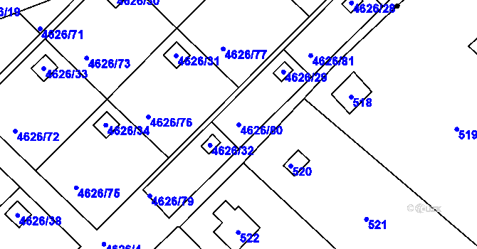 Parcela st. 4626/80 v KÚ Modřany, Katastrální mapa