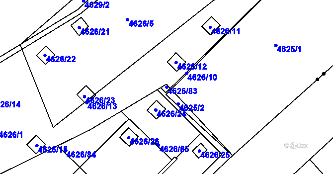 Parcela st. 4626/83 v KÚ Modřany, Katastrální mapa
