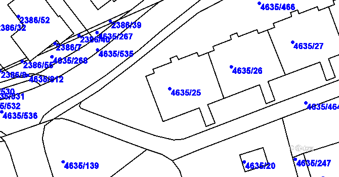 Parcela st. 4635/25 v KÚ Modřany, Katastrální mapa