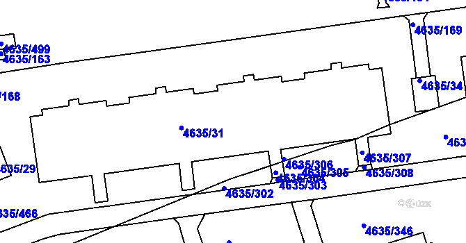 Parcela st. 4635/32 v KÚ Modřany, Katastrální mapa