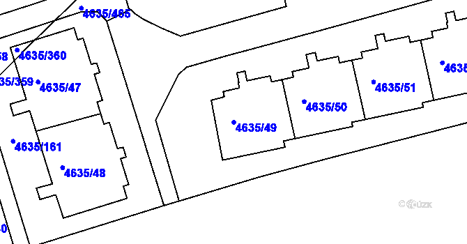 Parcela st. 4635/49 v KÚ Modřany, Katastrální mapa