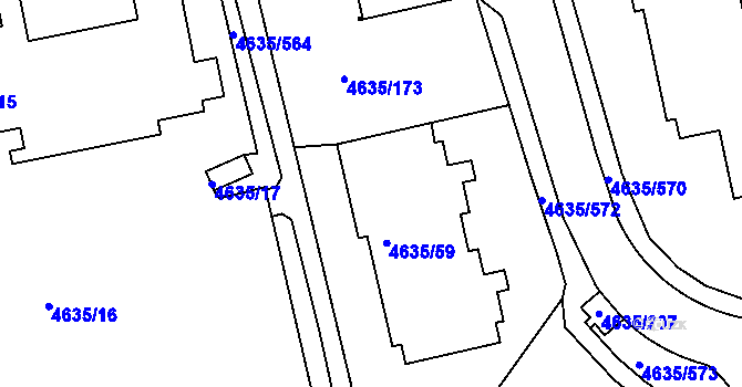 Parcela st. 4635/58 v KÚ Modřany, Katastrální mapa