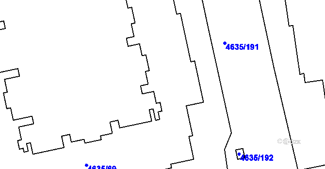 Parcela st. 4635/73 v KÚ Modřany, Katastrální mapa