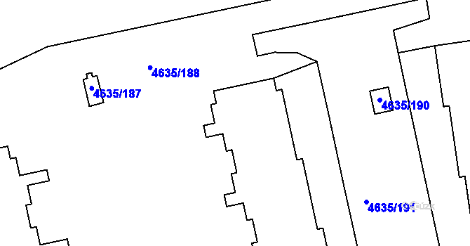 Parcela st. 4635/75 v KÚ Modřany, Katastrální mapa