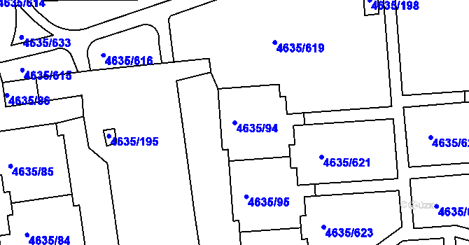 Parcela st. 4635/94 v KÚ Modřany, Katastrální mapa
