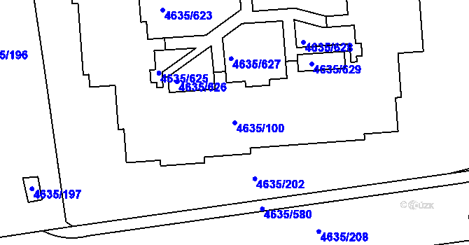 Parcela st. 4635/100 v KÚ Modřany, Katastrální mapa
