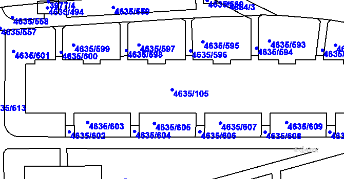 Parcela st. 4635/105 v KÚ Modřany, Katastrální mapa