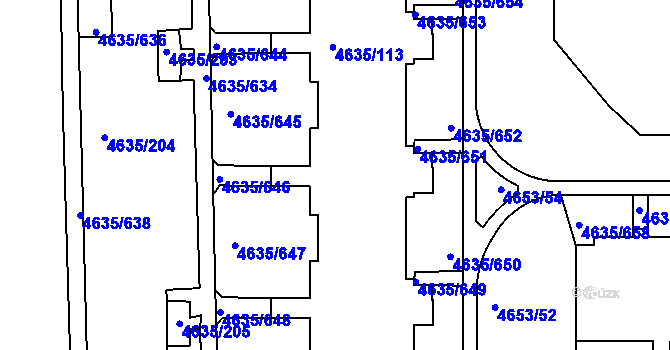 Parcela st. 4635/112 v KÚ Modřany, Katastrální mapa