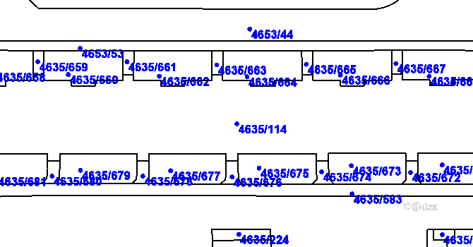 Parcela st. 4635/114 v KÚ Modřany, Katastrální mapa