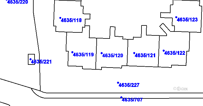 Parcela st. 4635/120 v KÚ Modřany, Katastrální mapa