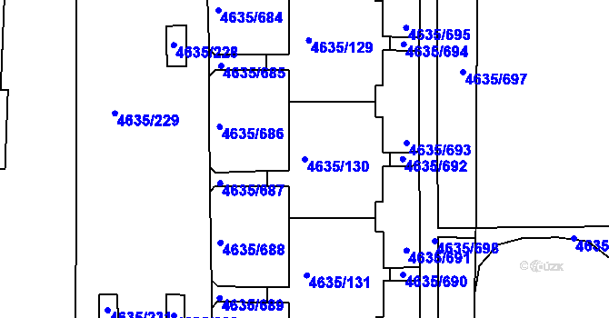 Parcela st. 4635/130 v KÚ Modřany, Katastrální mapa
