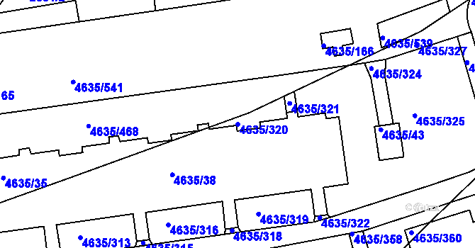 Parcela st. 4635/320 v KÚ Modřany, Katastrální mapa