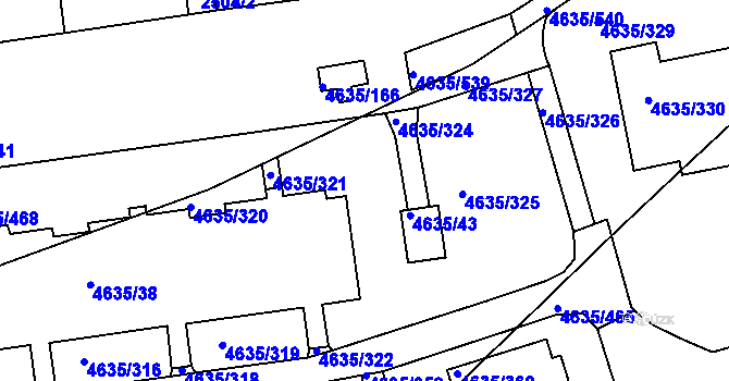 Parcela st. 4635/323 v KÚ Modřany, Katastrální mapa