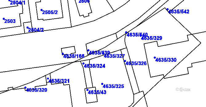 Parcela st. 4635/327 v KÚ Modřany, Katastrální mapa