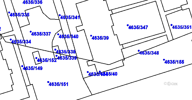 Parcela st. 4635/343 v KÚ Modřany, Katastrální mapa