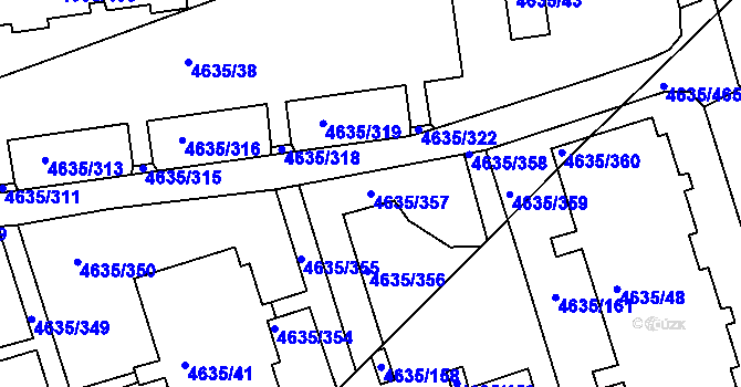 Parcela st. 4635/357 v KÚ Modřany, Katastrální mapa
