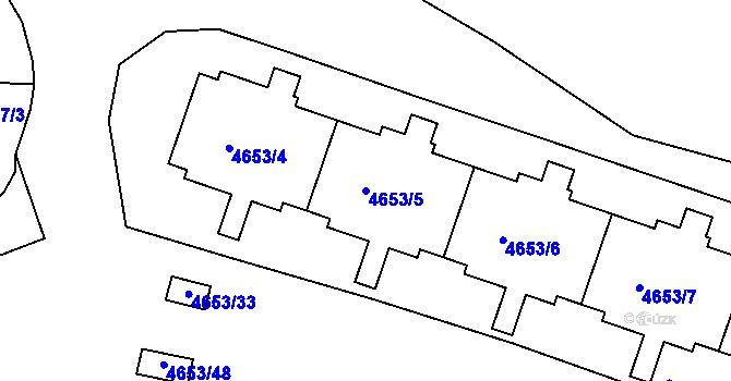Parcela st. 4653/5 v KÚ Modřany, Katastrální mapa