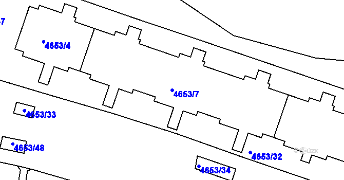 Parcela st. 4653/7 v KÚ Modřany, Katastrální mapa