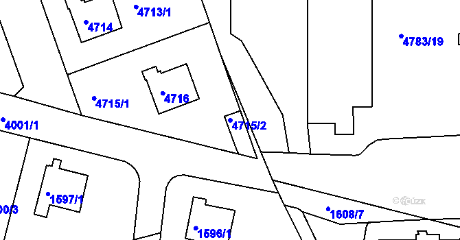 Parcela st. 4715/2 v KÚ Modřany, Katastrální mapa