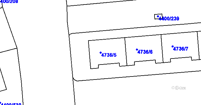 Parcela st. 4736/5 v KÚ Modřany, Katastrální mapa