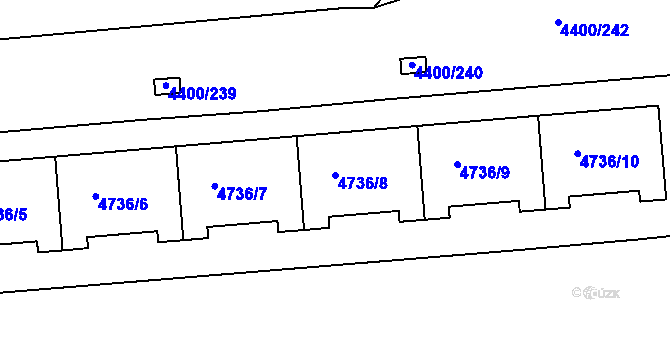 Parcela st. 4736/8 v KÚ Modřany, Katastrální mapa