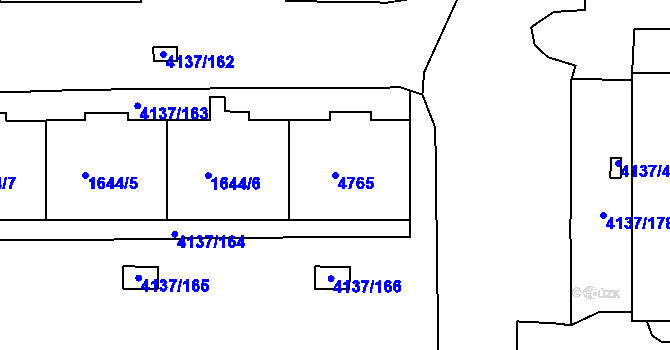 Parcela st. 4765 v KÚ Modřany, Katastrální mapa