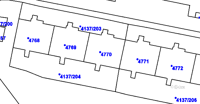 Parcela st. 4770 v KÚ Modřany, Katastrální mapa