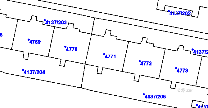 Parcela st. 4771 v KÚ Modřany, Katastrální mapa