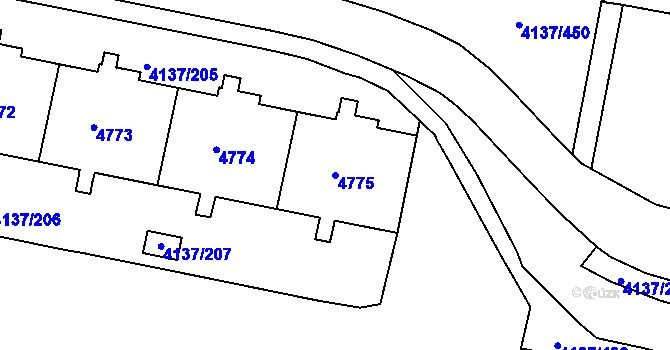 Parcela st. 4775 v KÚ Modřany, Katastrální mapa