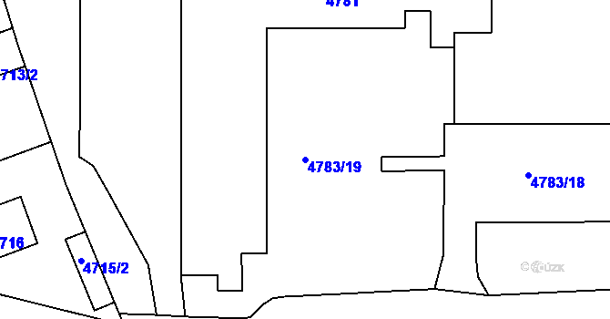 Parcela st. 4783/19 v KÚ Modřany, Katastrální mapa