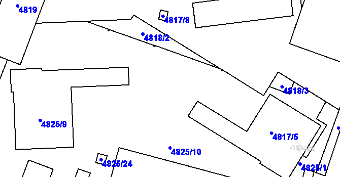Parcela st. 4817 v KÚ Modřany, Katastrální mapa